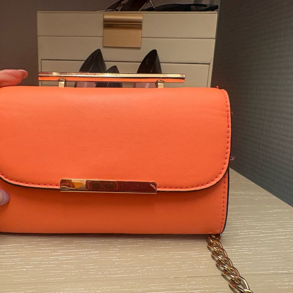 Orange Chain-Handle Crossbody Clutch - Unbranded
